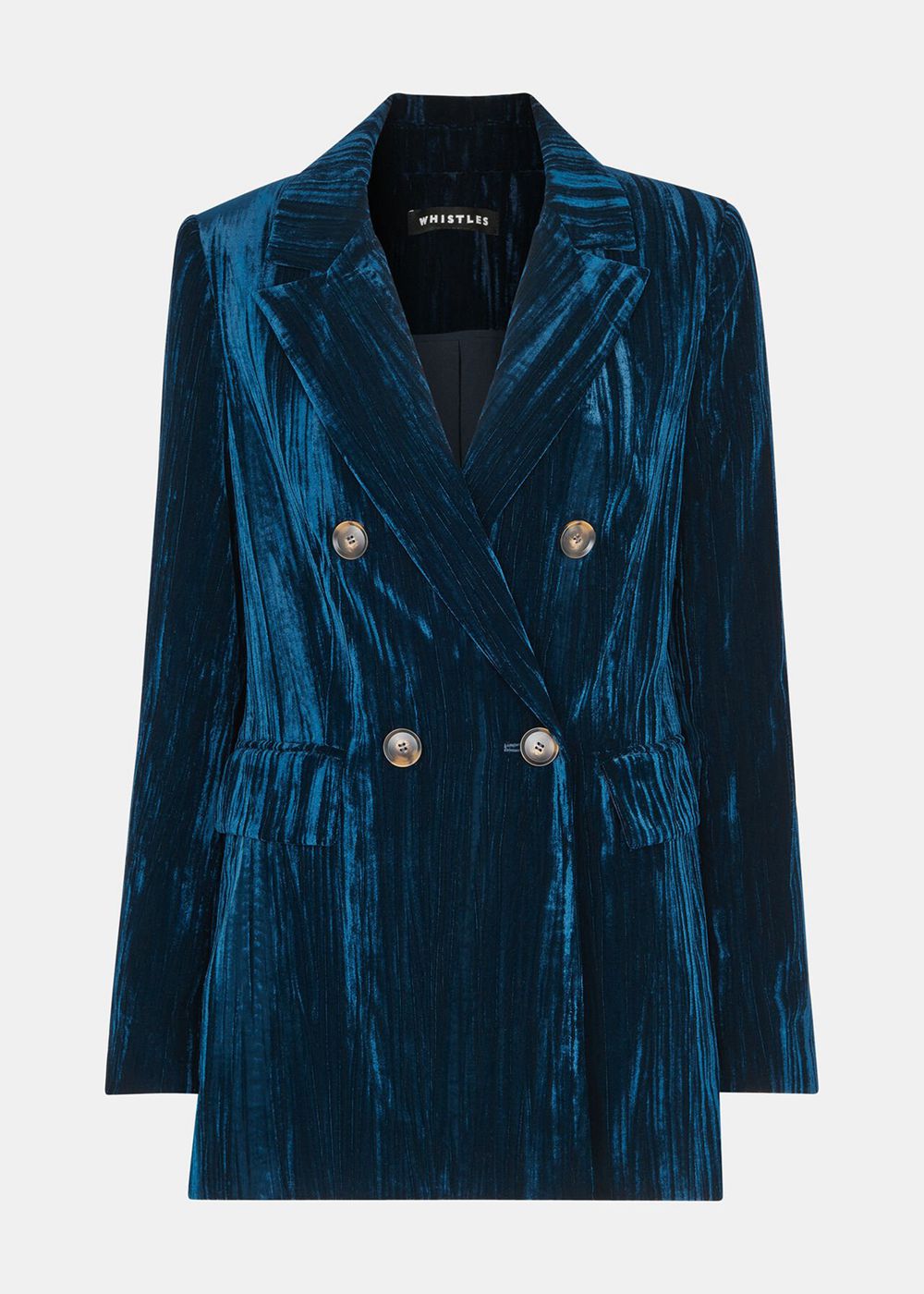 Whistles Hallie Crushed Velvet Blazer Turquoise | US-91605VIAM