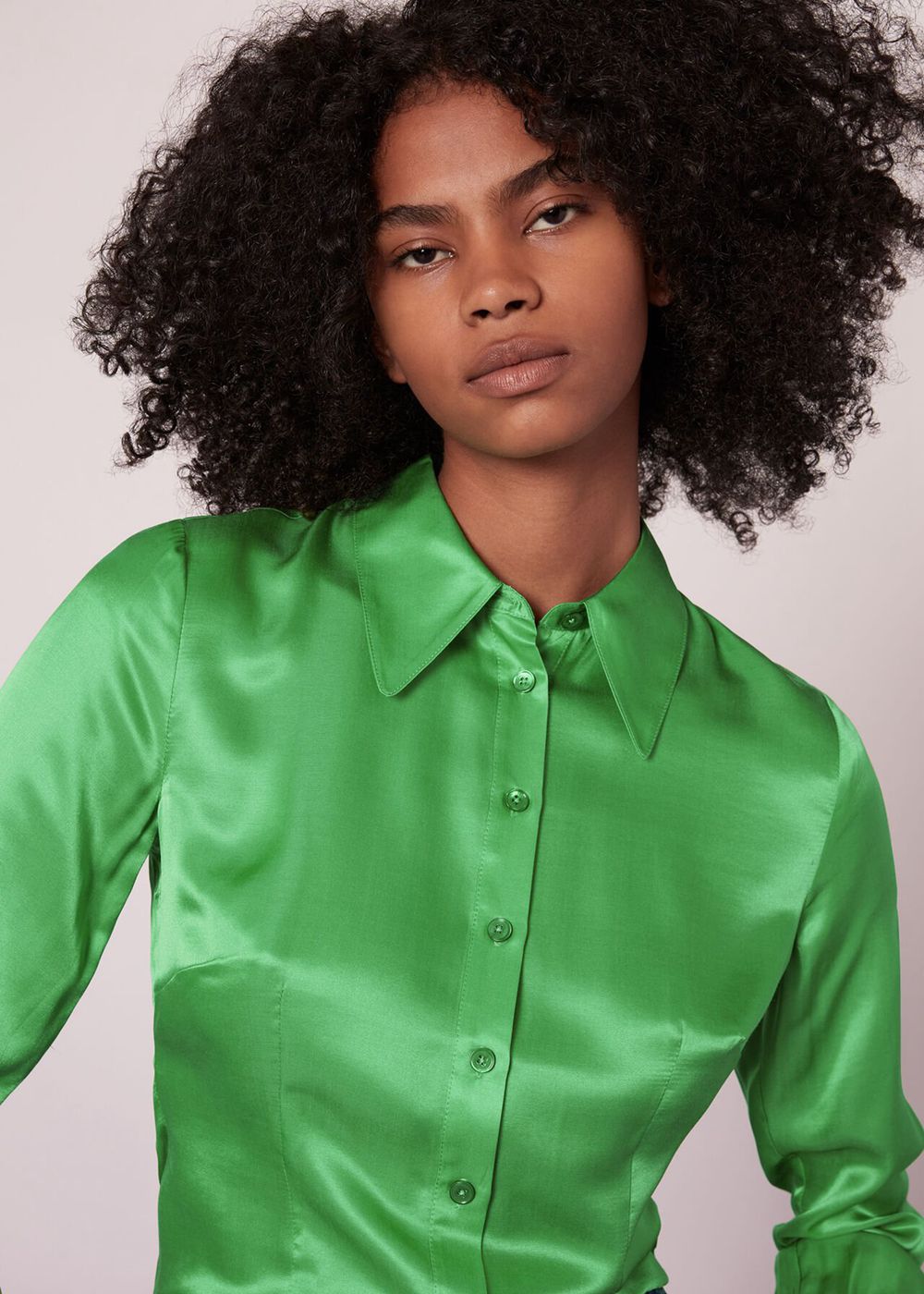 Whistles Hallie Silk Mix Shirts Light Green | US-27605XZTS