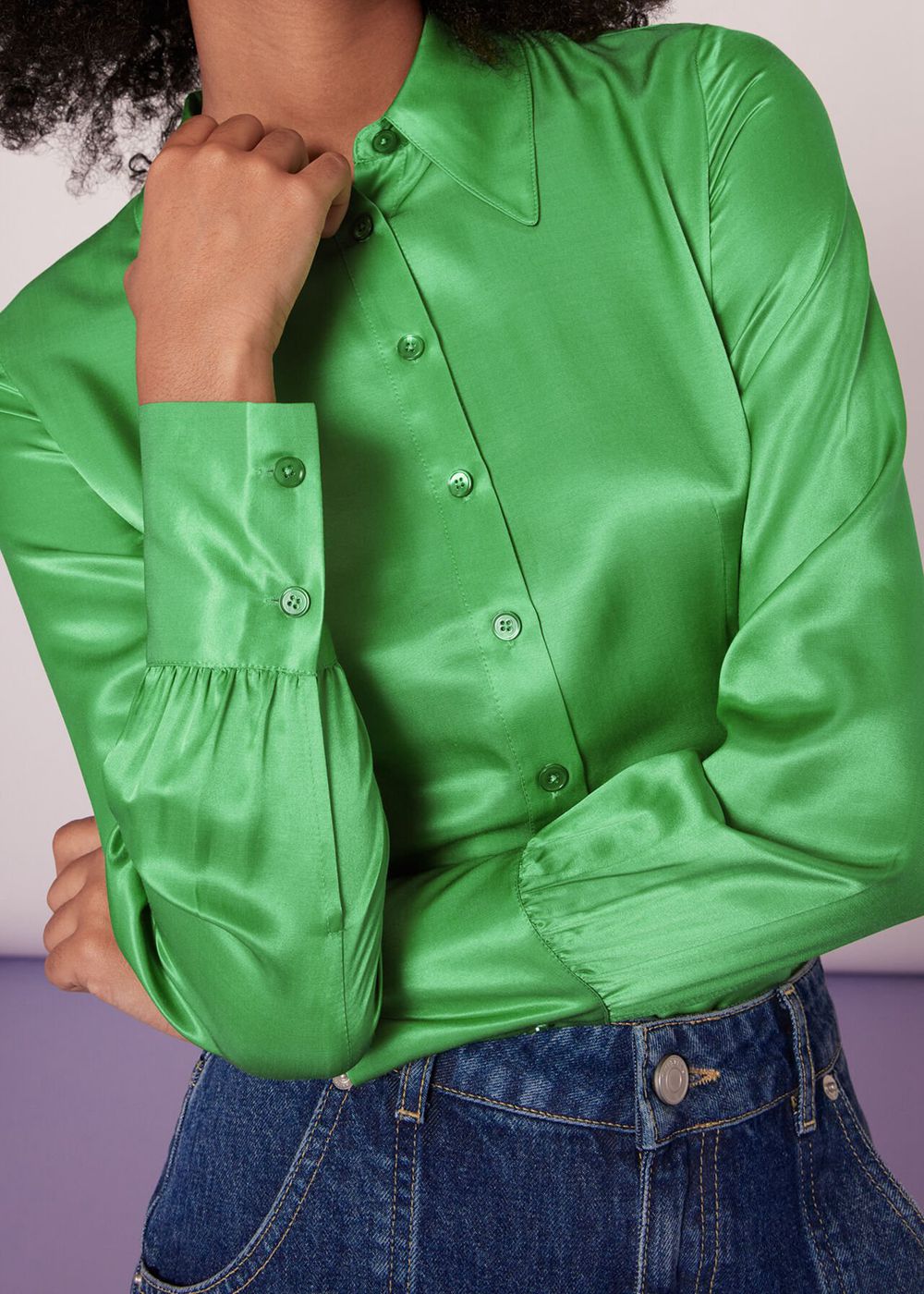 Whistles Hallie Silk Mix Shirts Light Green | US-27605XZTS