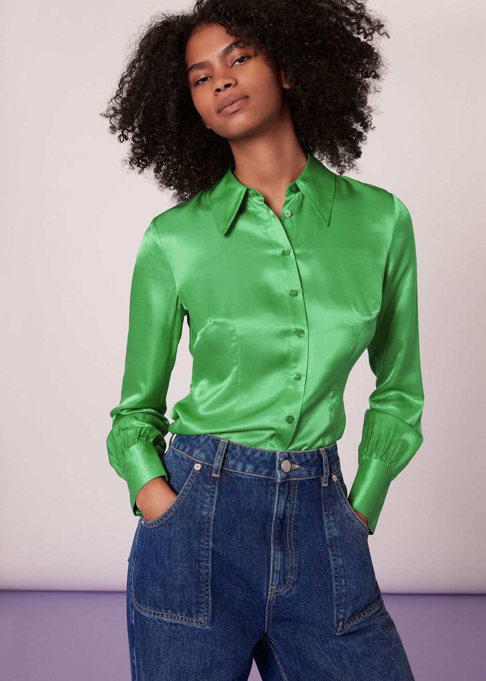 Whistles Hallie Silk Mix Shirts Light Green | US-27605XZTS