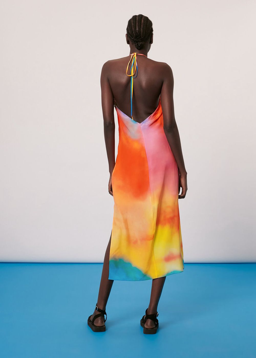 Whistles Halterneck Rainbow Silk Dress Multicolor | US-01478TAPQ