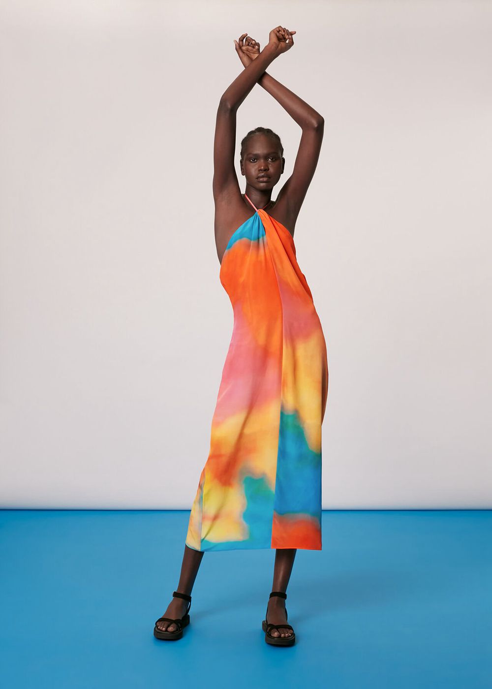 Whistles Halterneck Rainbow Silk Dress Multicolor | US-01478TAPQ