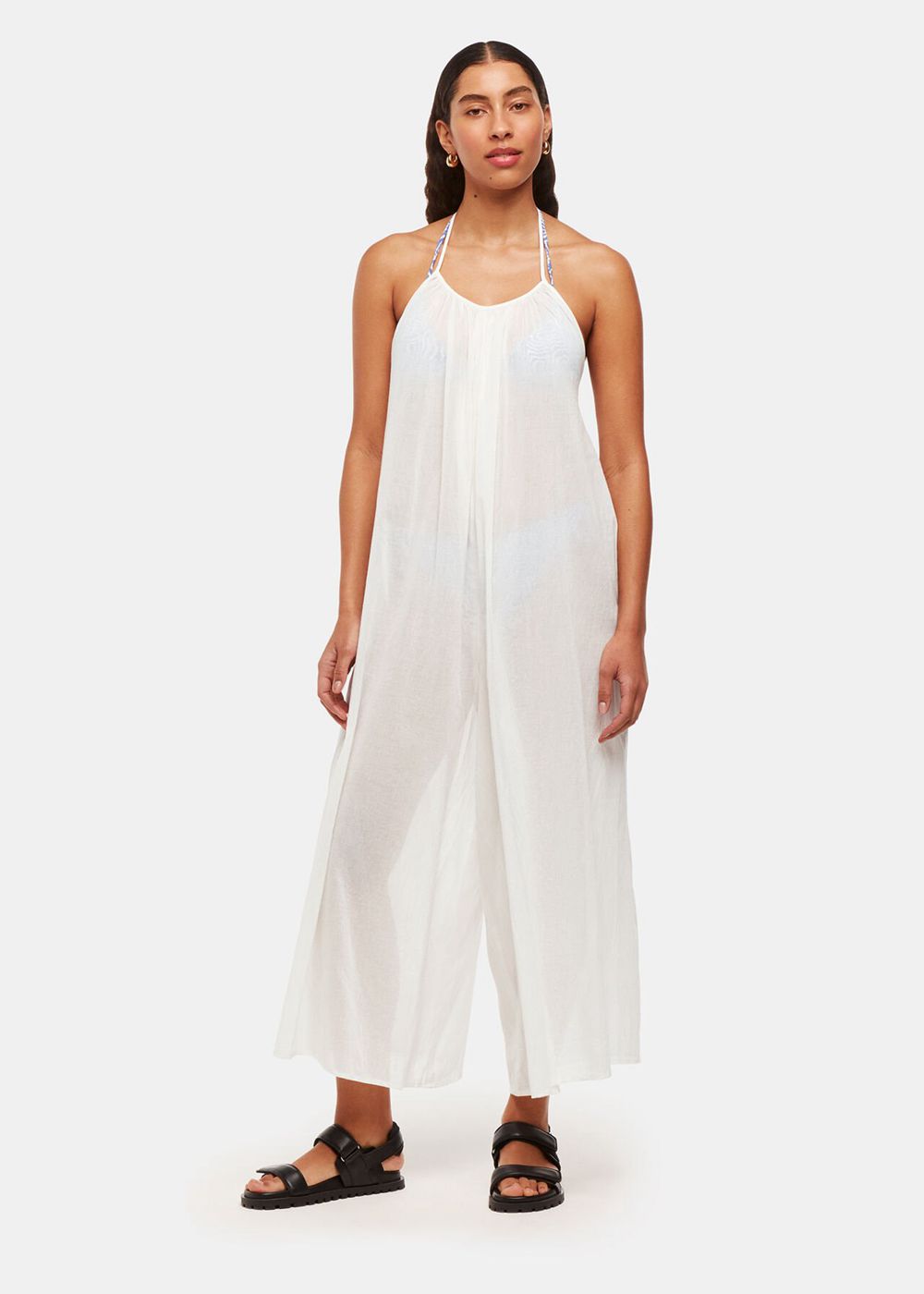 Whistles Halterneck Swim Jumpsuit White | US-79234XRLZ