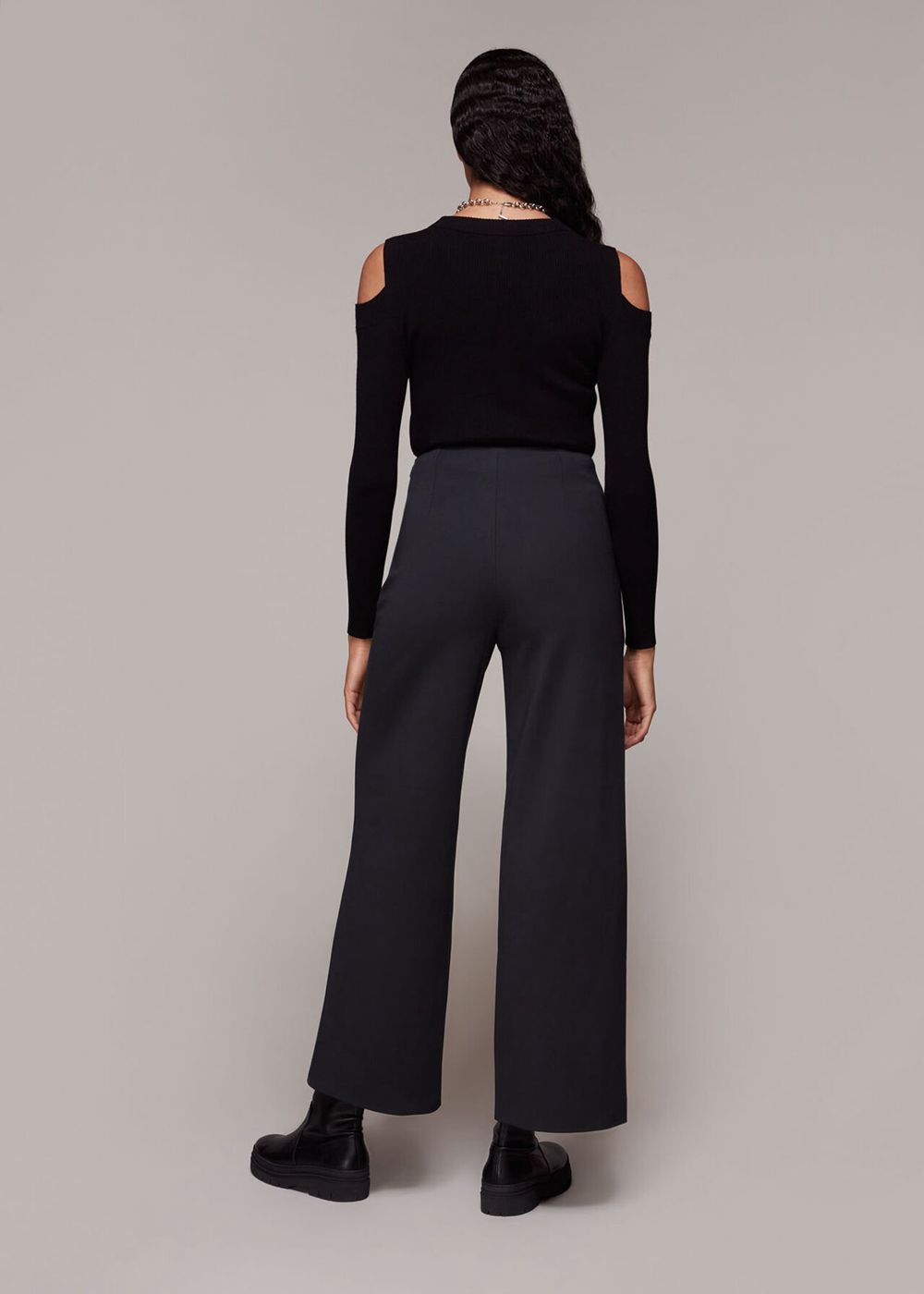 Whistles Hana Wide Leg Pants Black | US-12675JPHW