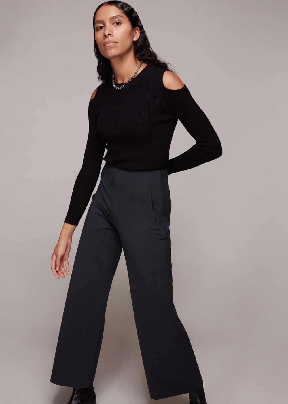 Whistles Hana Wide Leg Pants Black | US-12675JPHW