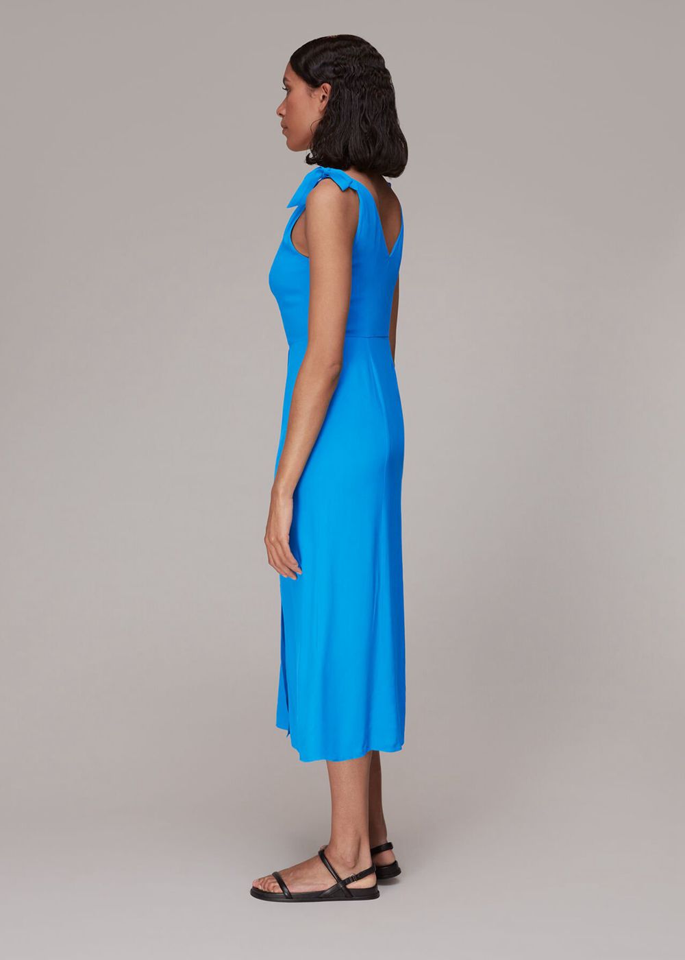 Whistles Hanna Tie Shoulder Dress Blue | US-30718QJLI