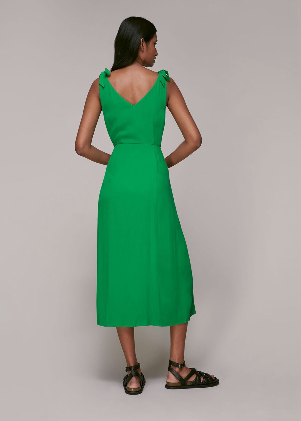 Whistles Hanna Tie Shoulder Dress Green | US-01879AWER