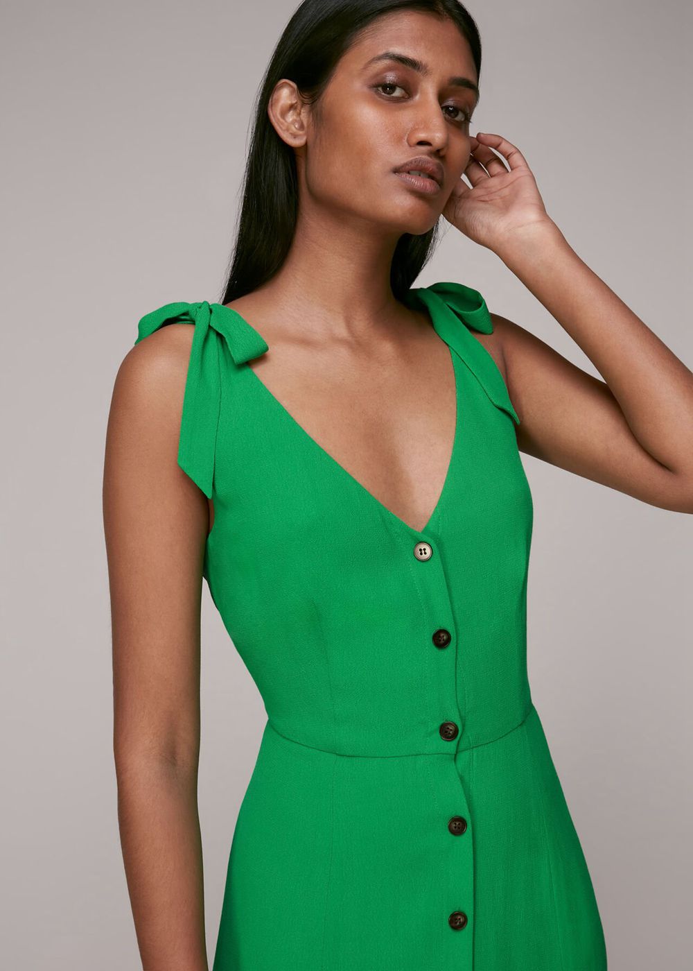 Whistles Hanna Tie Shoulder Dress Green | US-01879AWER