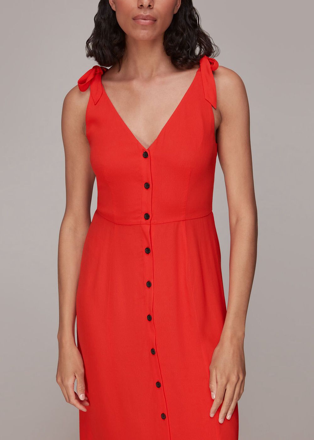 Whistles Hanna Tie Shoulder Dress Red | US-08951SHCE