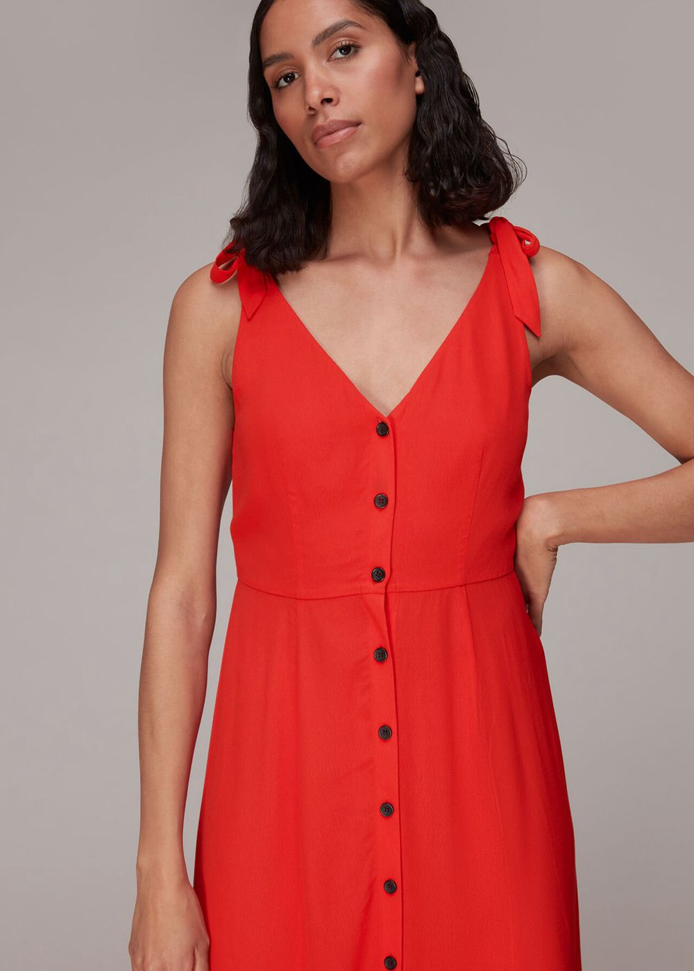 Whistles Hanna Tie Shoulder Dress Red | US-08951SHCE