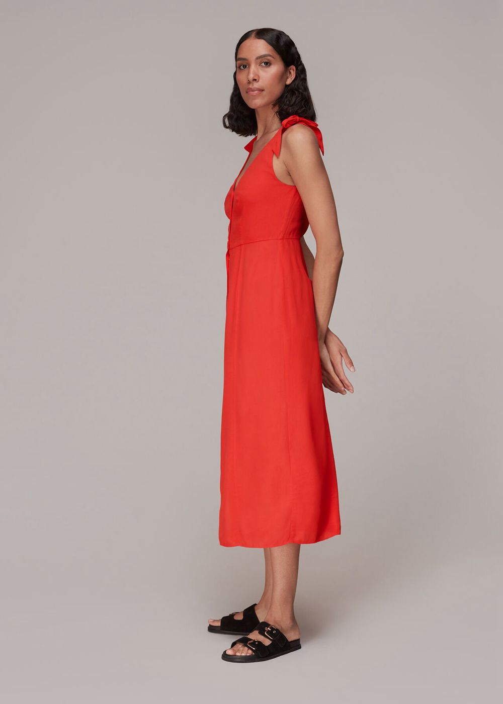 Whistles Hanna Tie Shoulder Dress Red | US-08951SHCE