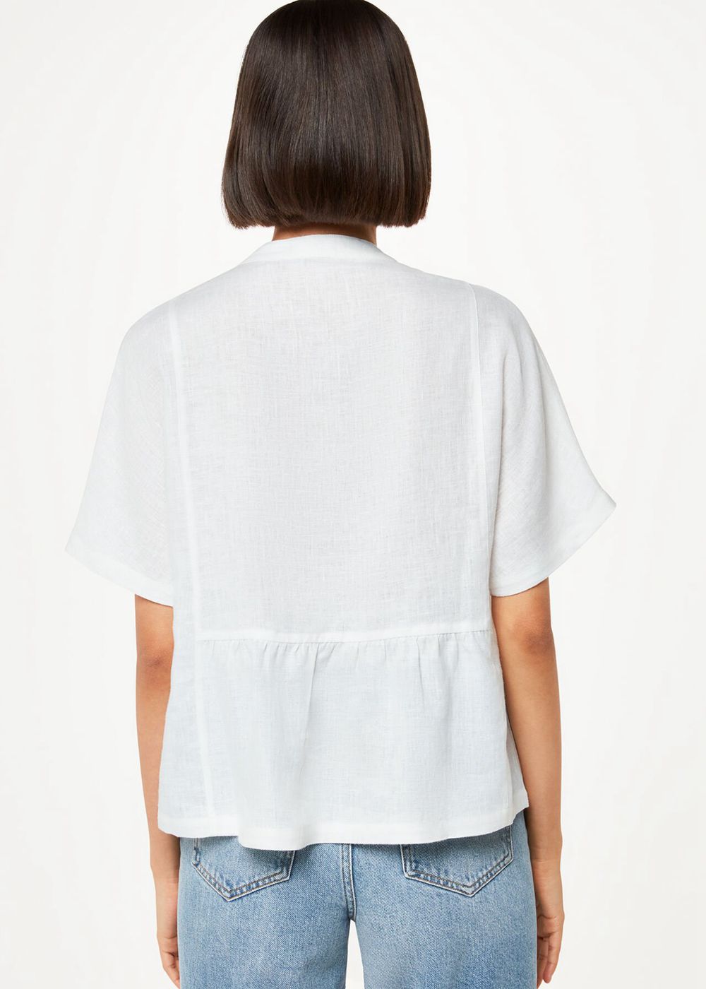 Whistles Hannah Linen Peplum Blouse White | US-03571FLWM