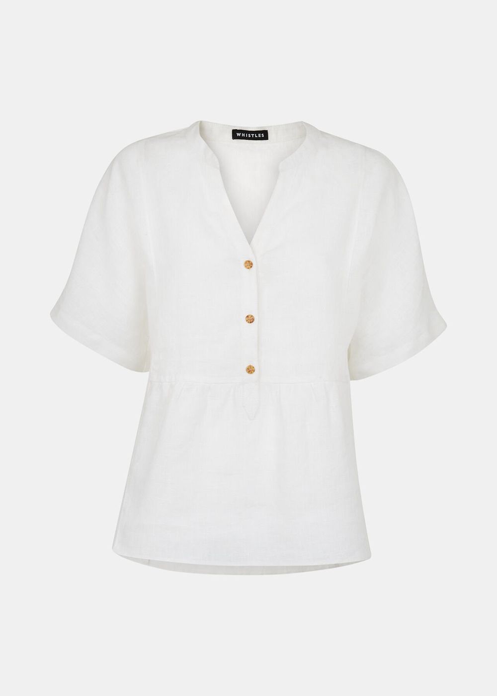 Whistles Hannah Linen Peplum Blouse White | US-03571FLWM