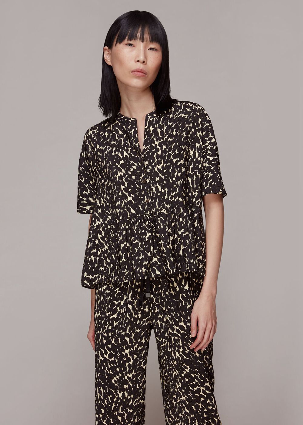 Whistles Hannah Sahara Cat Blouse Black / Multicolor | US-85197DGCA