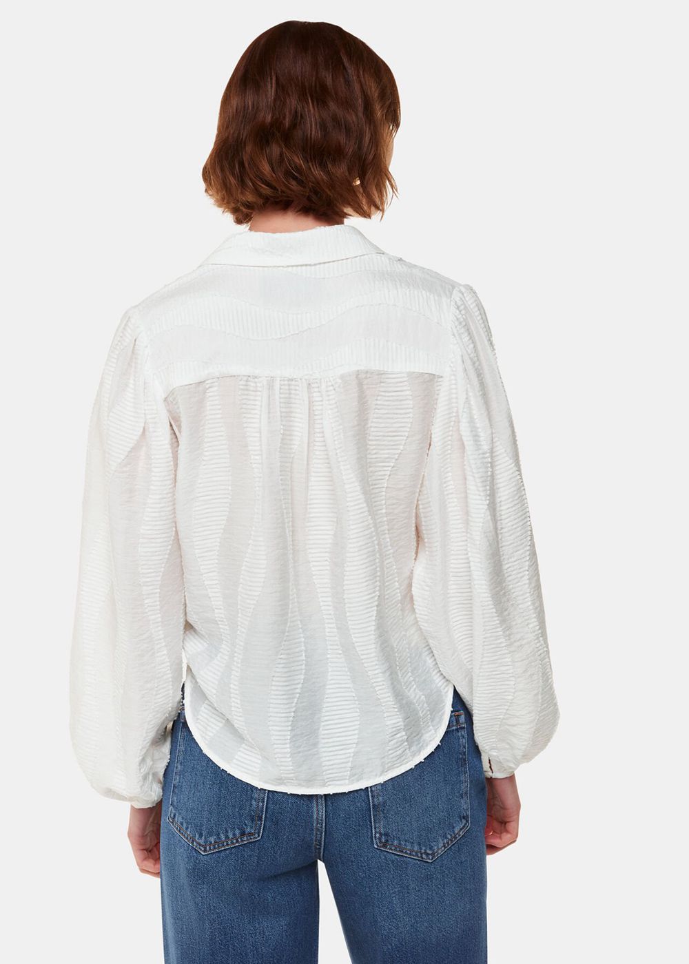 Whistles Hannah Textured Shirts White | US-37640PFGH