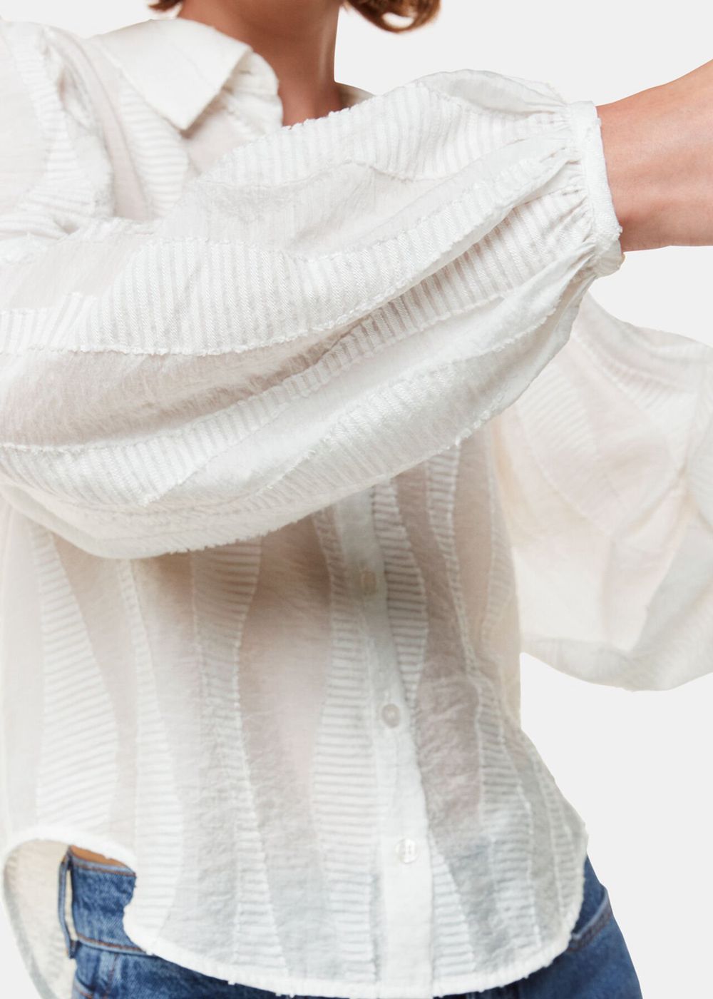 Whistles Hannah Textured Shirts White | US-13257VPXK