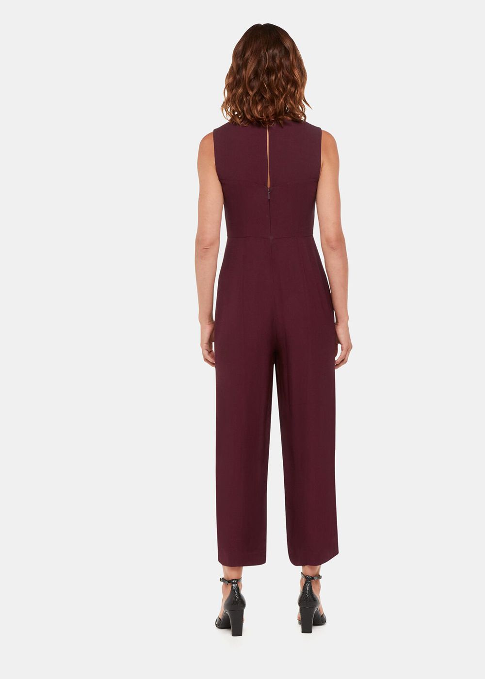 Whistles Harley Cut Out Jumpsuit Burgundy | US-82371RUMG