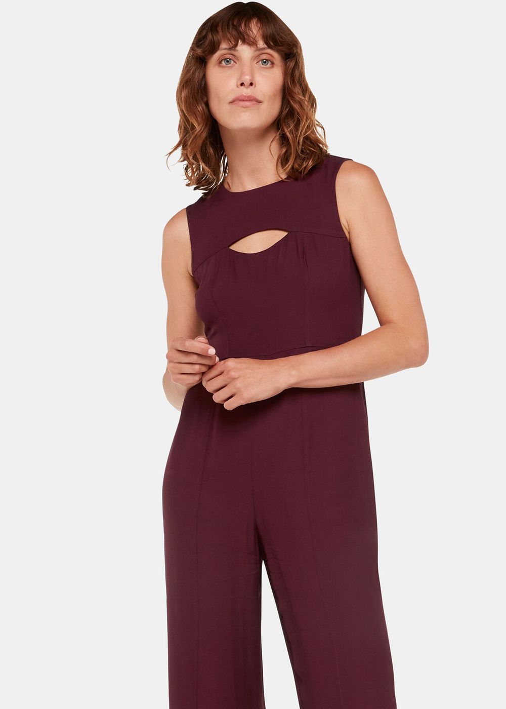 Whistles Harley Cut Out Jumpsuit Burgundy | US-82371RUMG