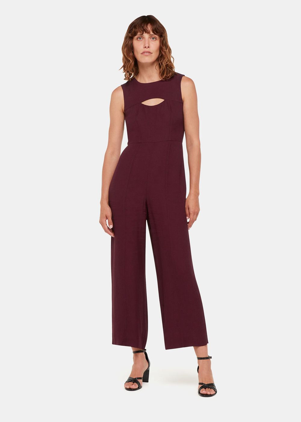 Whistles Harley Cut Out Jumpsuit Burgundy | US-82371RUMG