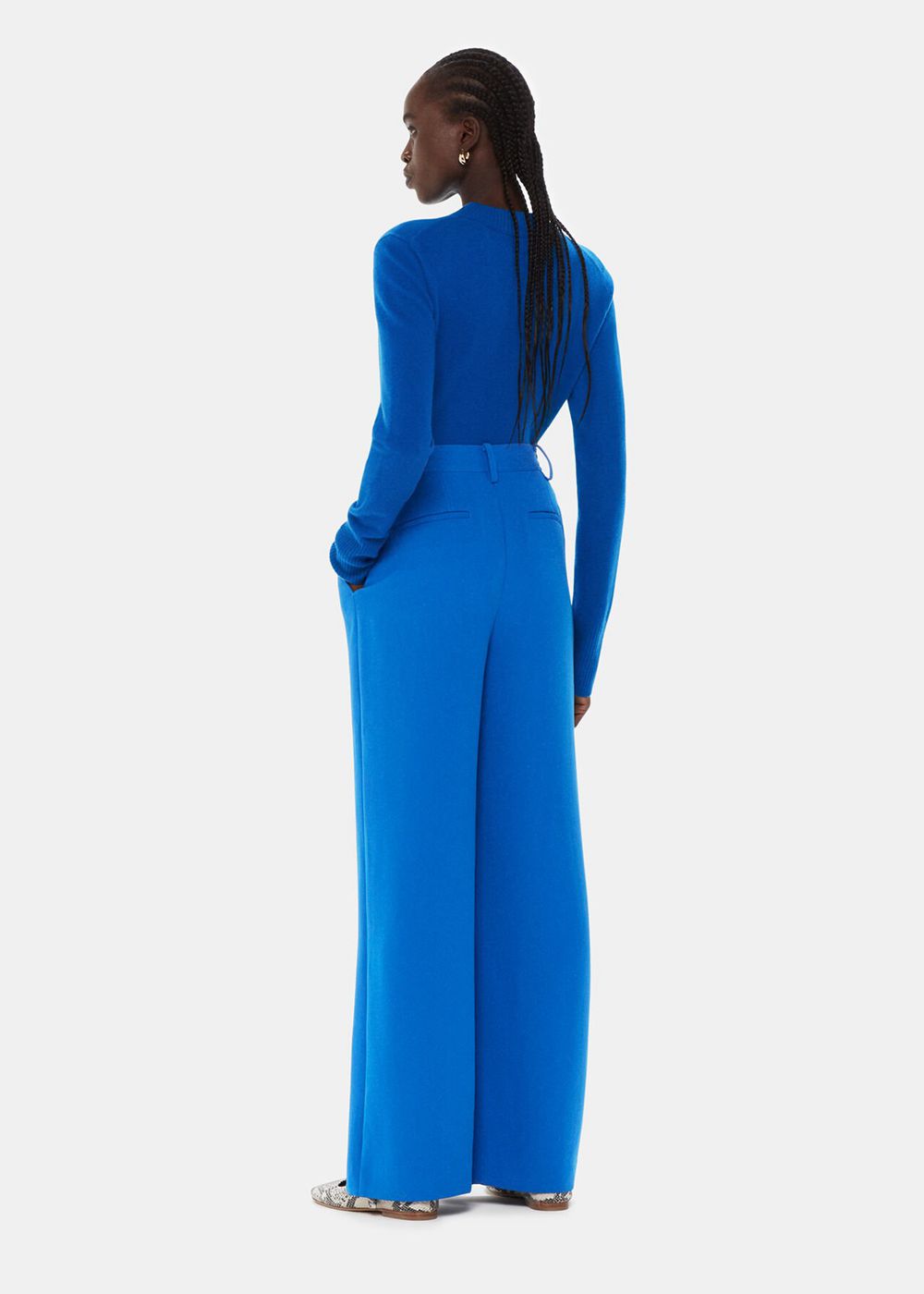 Whistles Harper Crepe Wide Leg Pants Blue | US-91864RDOZ