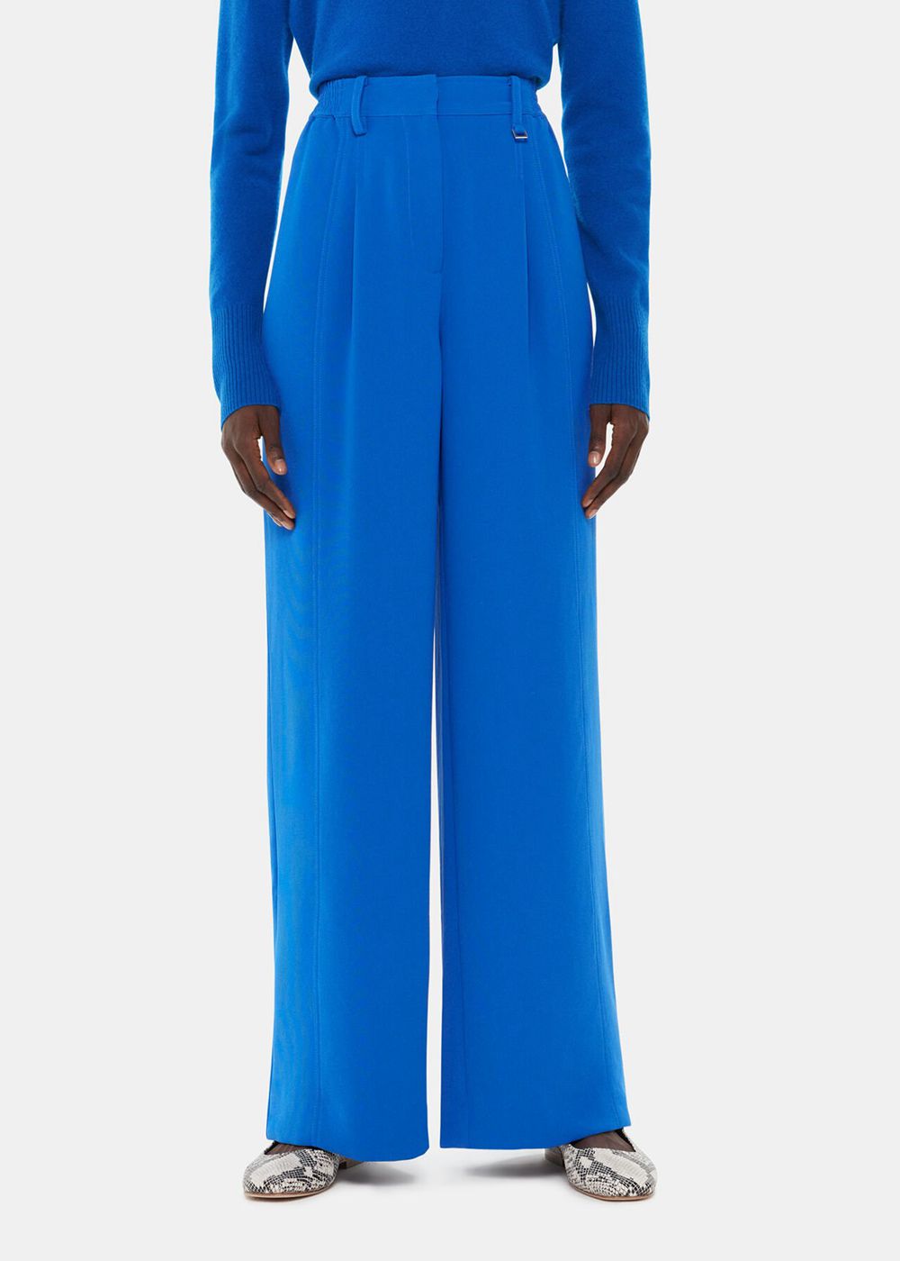 Whistles Harper Crepe Wide Leg Pants Blue | US-91864RDOZ