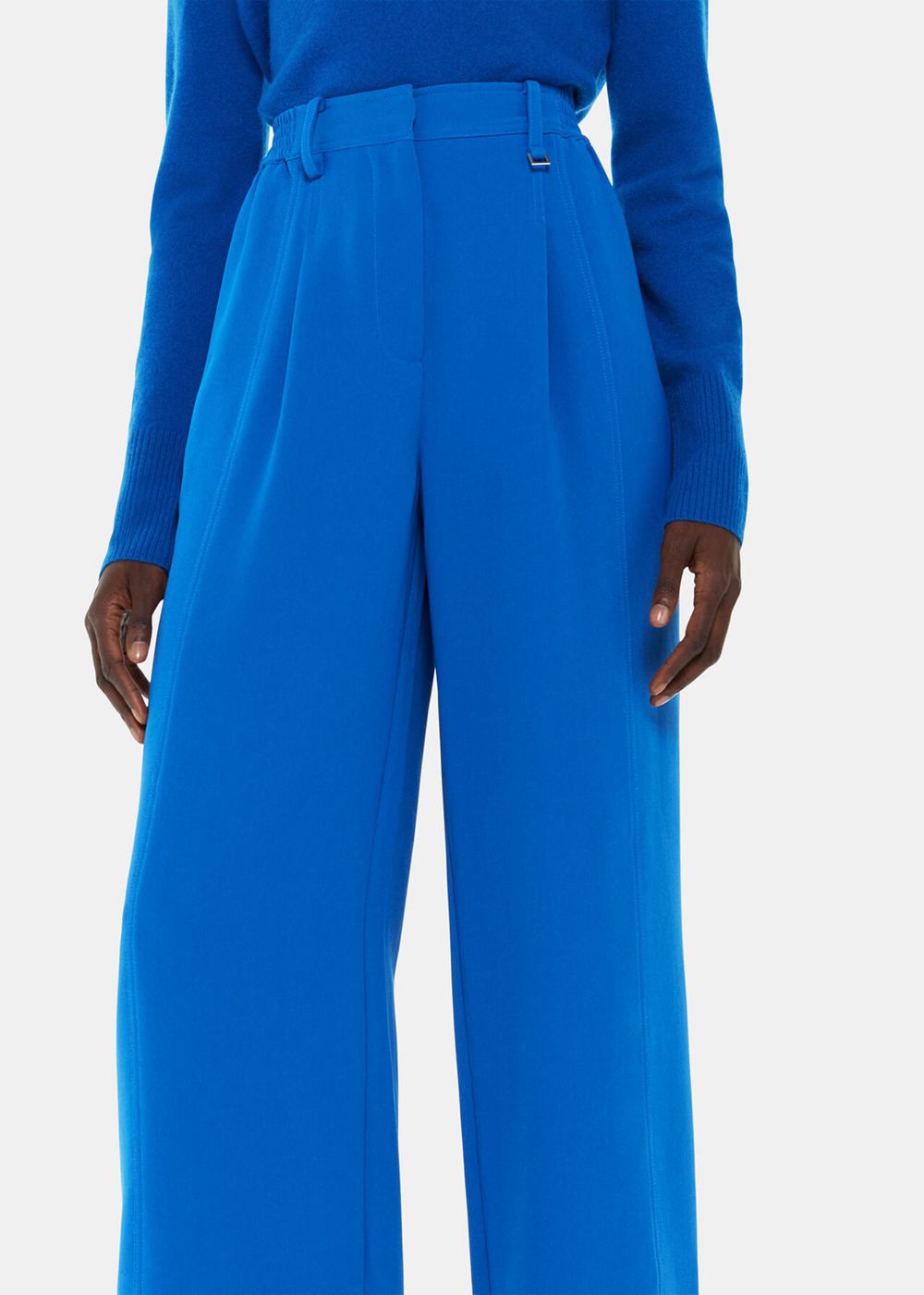 Whistles Harper Crepe Wide Leg Pants Blue | US-91864RDOZ