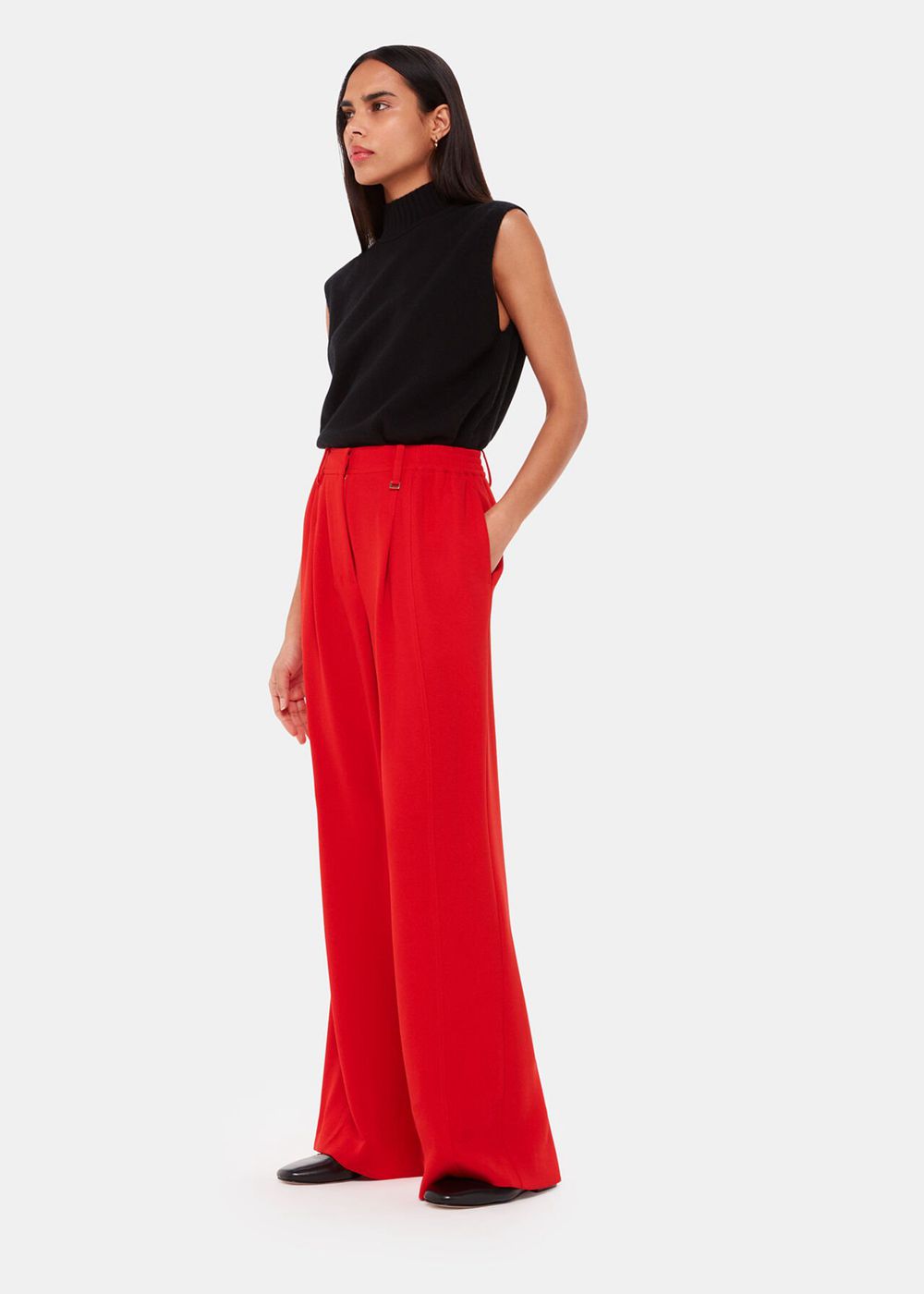 Whistles Harper Crepe Wide Leg Pants Red | US-30417DSHE