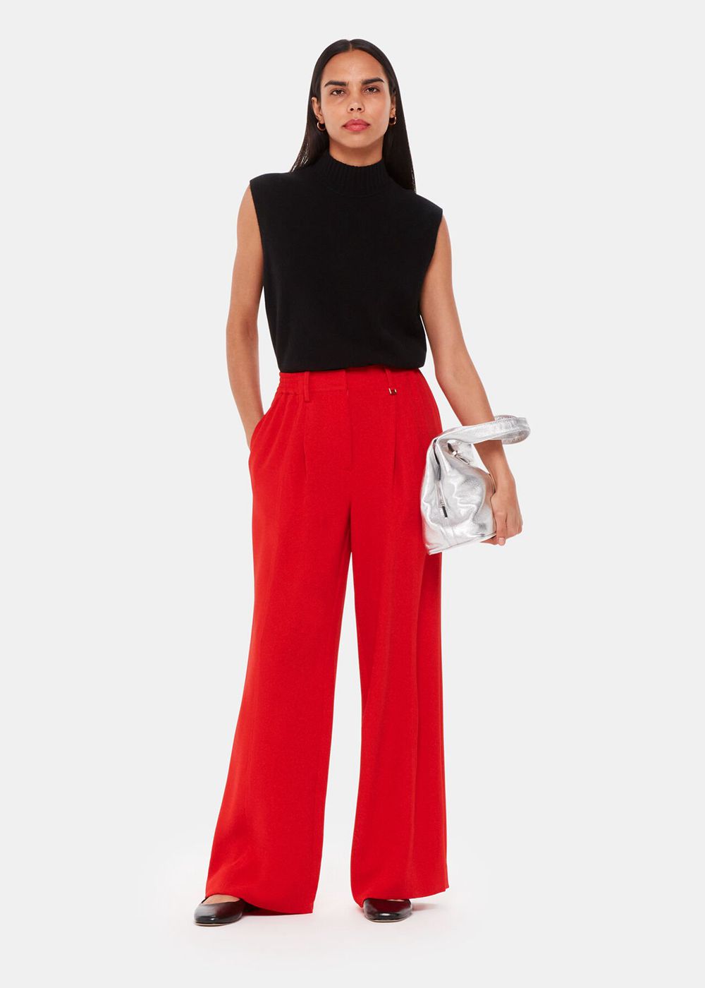 Whistles Harper Crepe Wide Leg Pants Red | US-30417DSHE