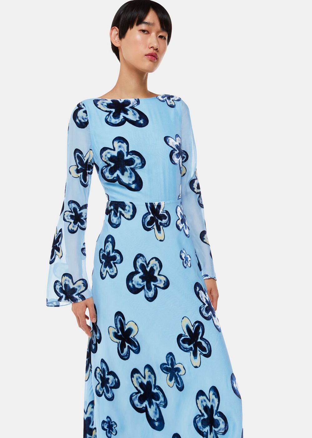 Whistles Hazy Floral Velvet Dress Blue / Multicolor | US-18435ELCN