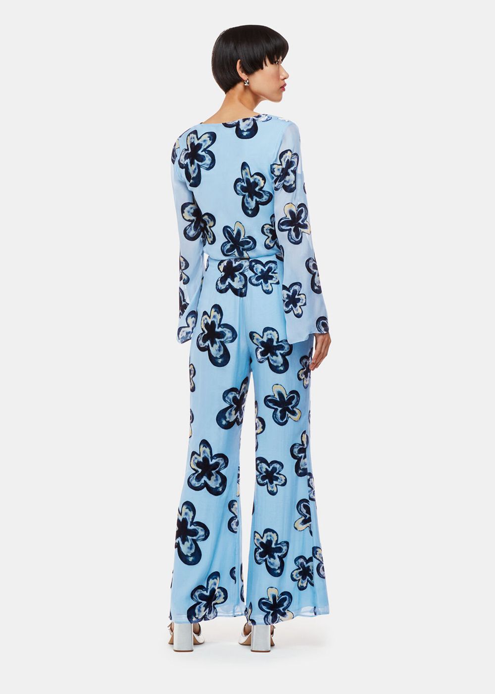 Whistles Hazy Floral Velvets Pants Blue / Multicolor | US-62895RDOH