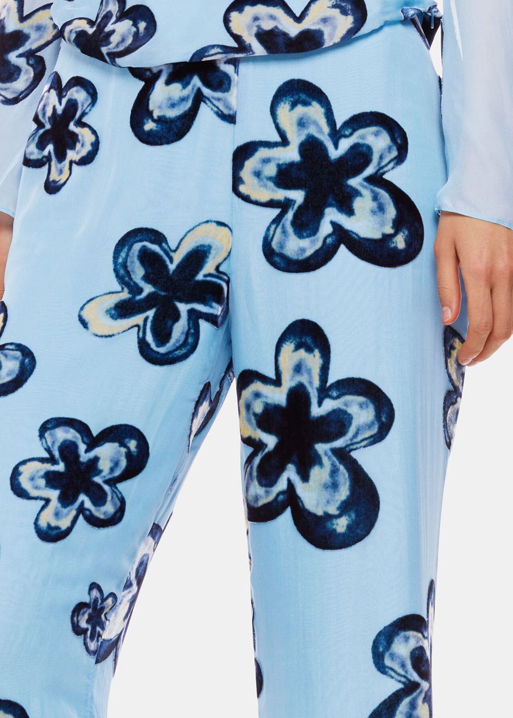 Whistles Hazy Floral Velvets Pants Blue / Multicolor | US-62895RDOH