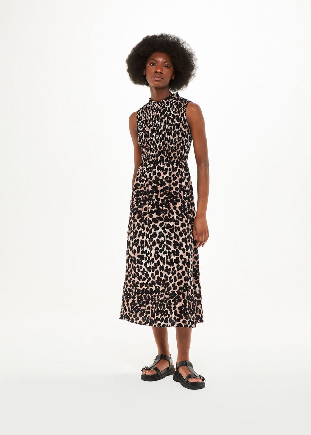 Whistles Heidi Leopard Spot Midi Dress Leopard | US-41208ZYBN