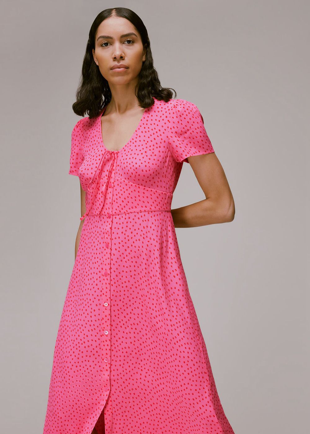 Whistles Heidi Spot Print Dress Pink / Multicolor | US-26570UWYM