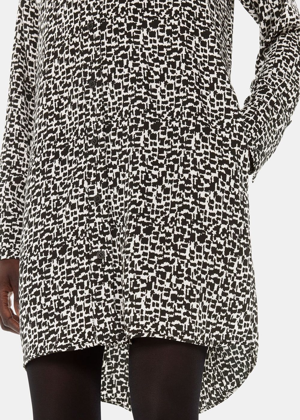 Whistles Helena Fuzzy Squares Dress Black / White | US-24817HILS