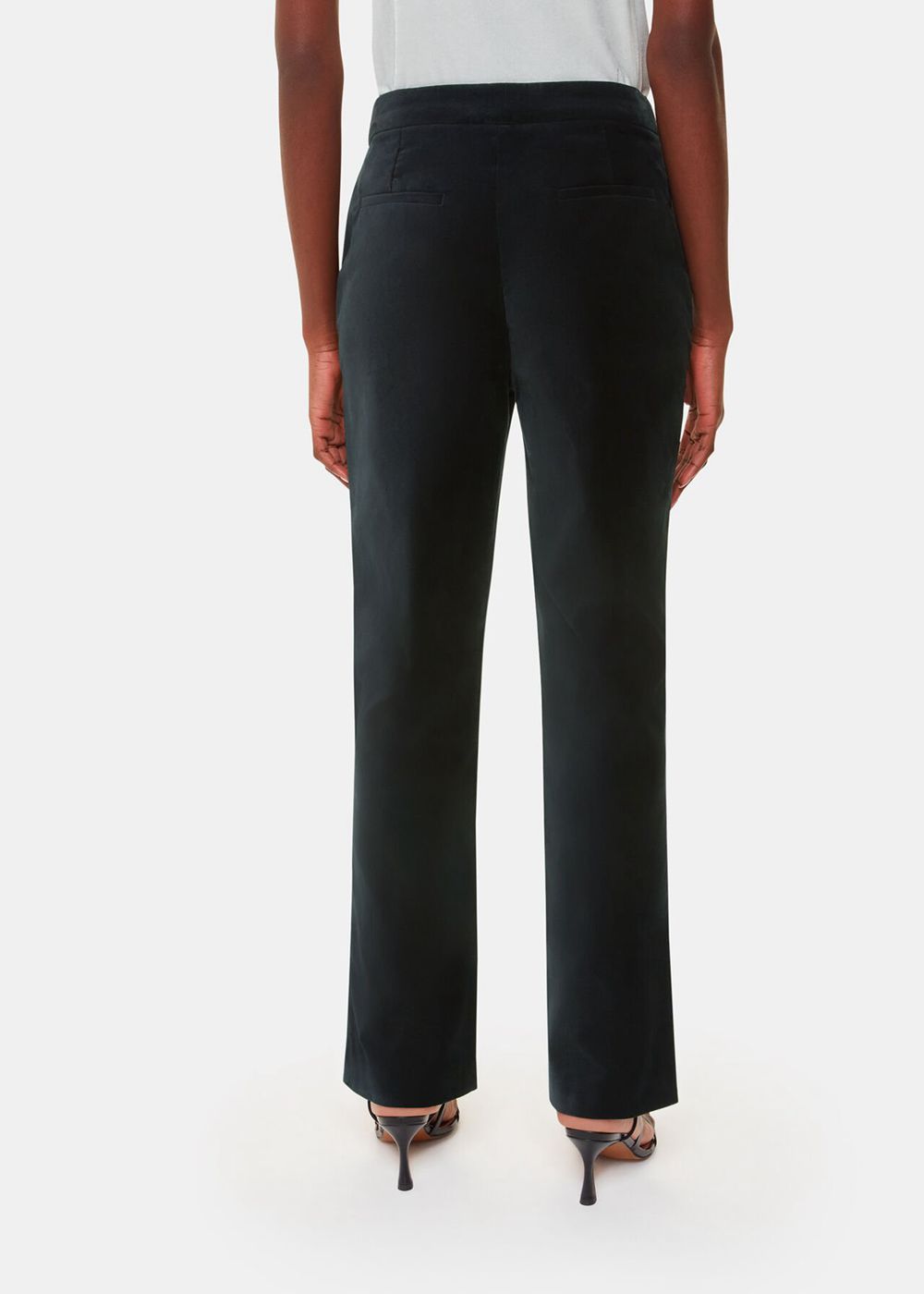 Whistles Helena Velvet Straight Pants Black | US-86301GSPF