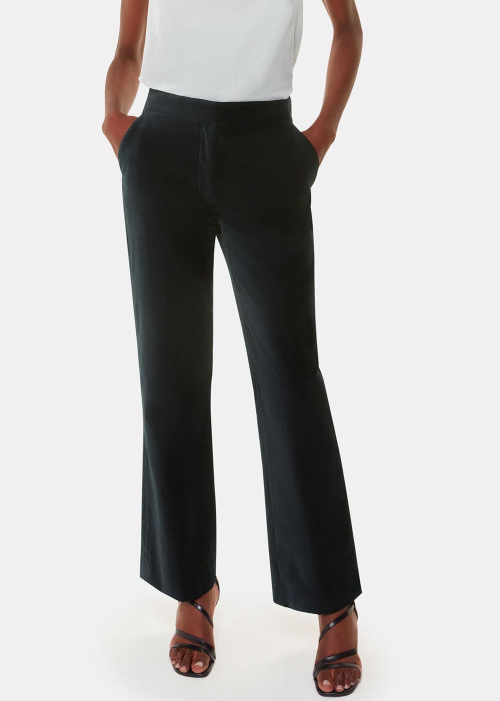 Whistles Helena Velvet Straight Pants Black | US-86301GSPF