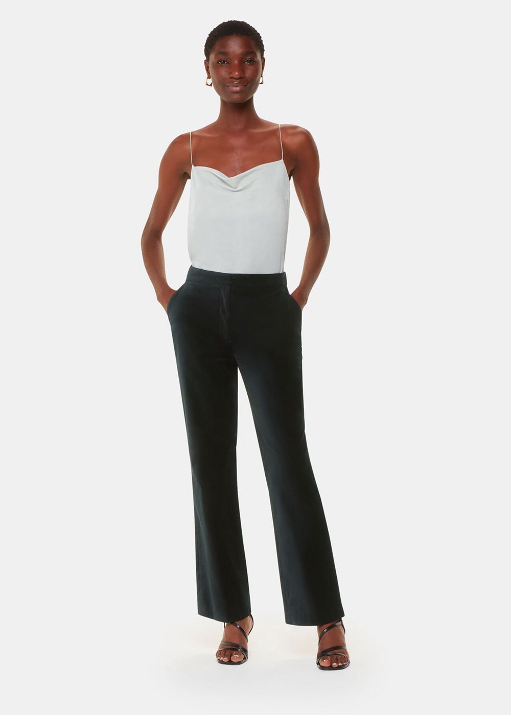 Whistles Helena Velvet Straight Pants Black | US-86301GSPF