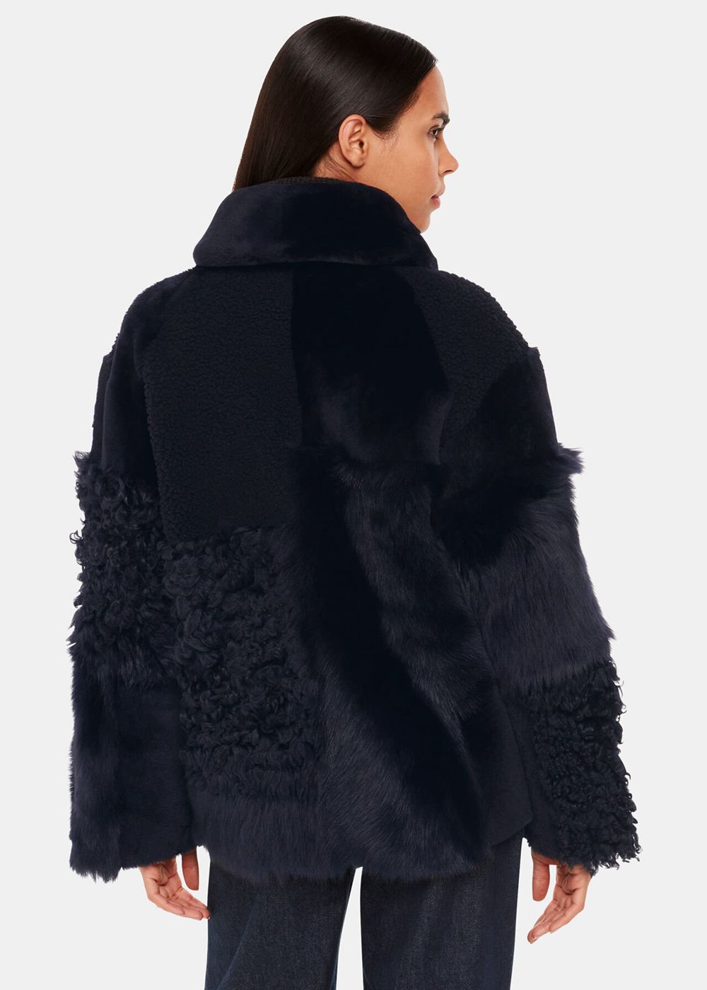 Whistles Hema Shearling Coat Navy / Multicolor | US-87914KXMW