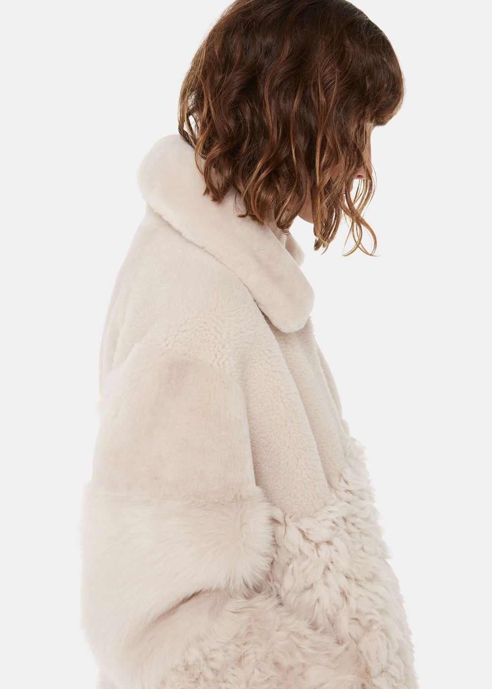 Whistles Hema Shearling Coat White / Multicolor | US-89045PGHS