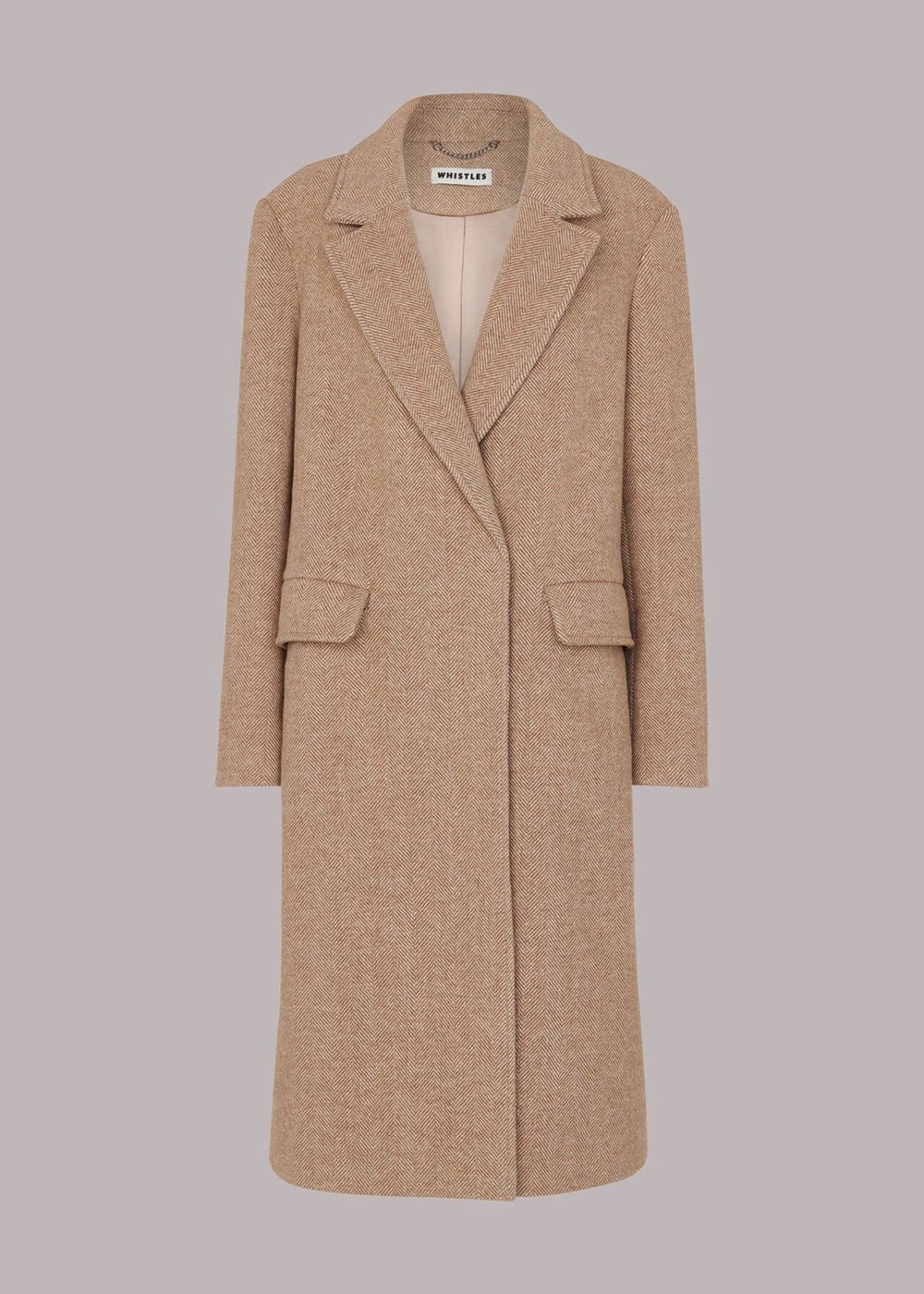 Whistles Herringbone Smart Wool Coat Beige | US-01729CYDT