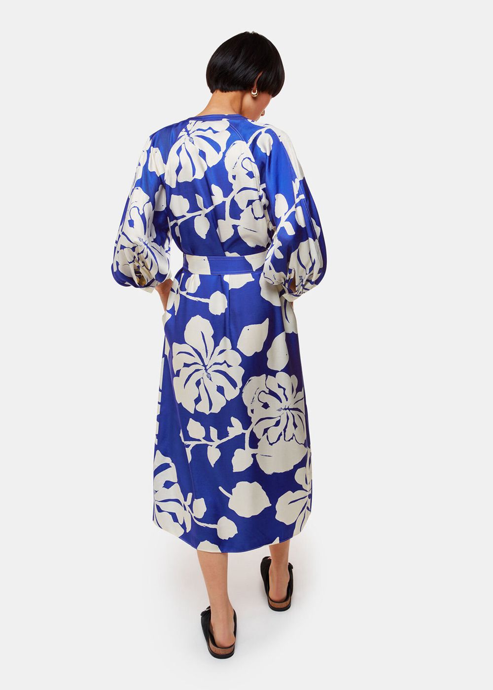 Whistles Hibiscus Print Mabel Dress Blue / Multicolor | US-70518ZORW