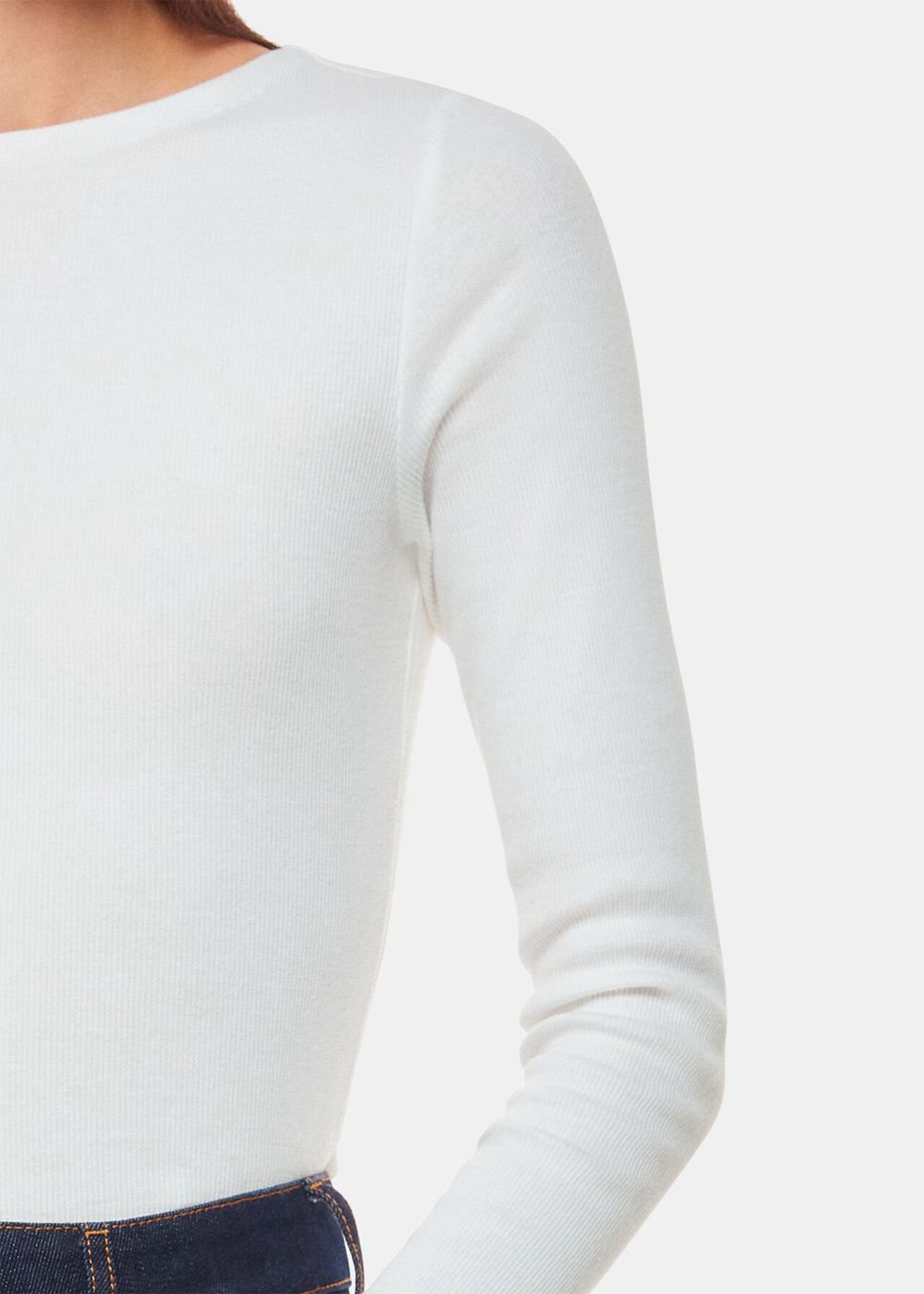 Whistles High Neck Long Sleeve Rib Top White | US-73581RMXF