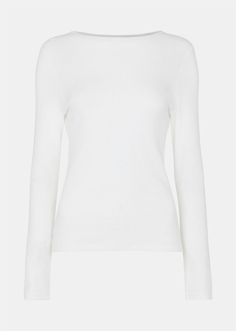 Whistles High Neck Long Sleeve Rib Top White | US-73581RMXF