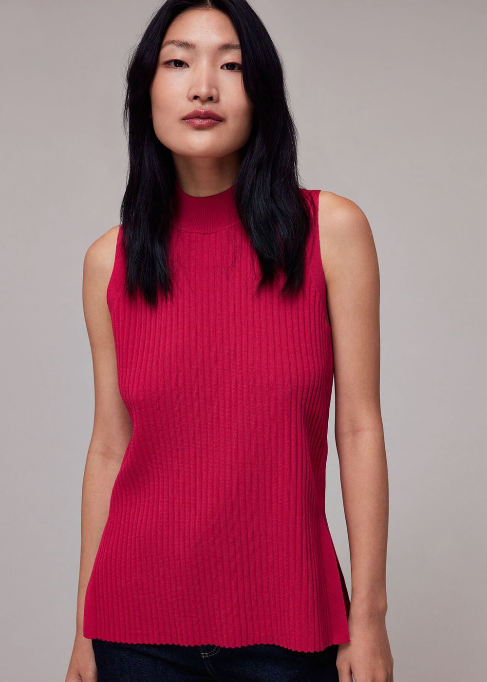 Whistles High Neck Rib Knitwear Pink | US-97048LMNO