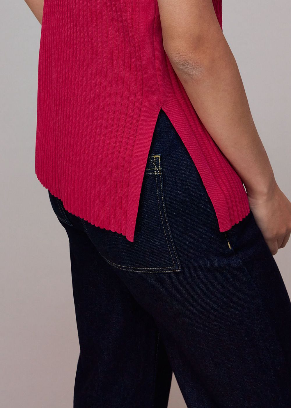 Whistles High Neck Rib Knitwear Pink | US-97048LMNO