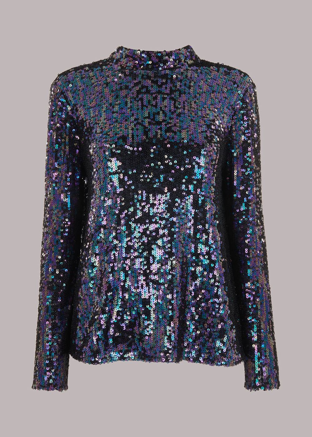 Whistles High Neck Sequin Top Black / Multicolor | US-42738VZPC