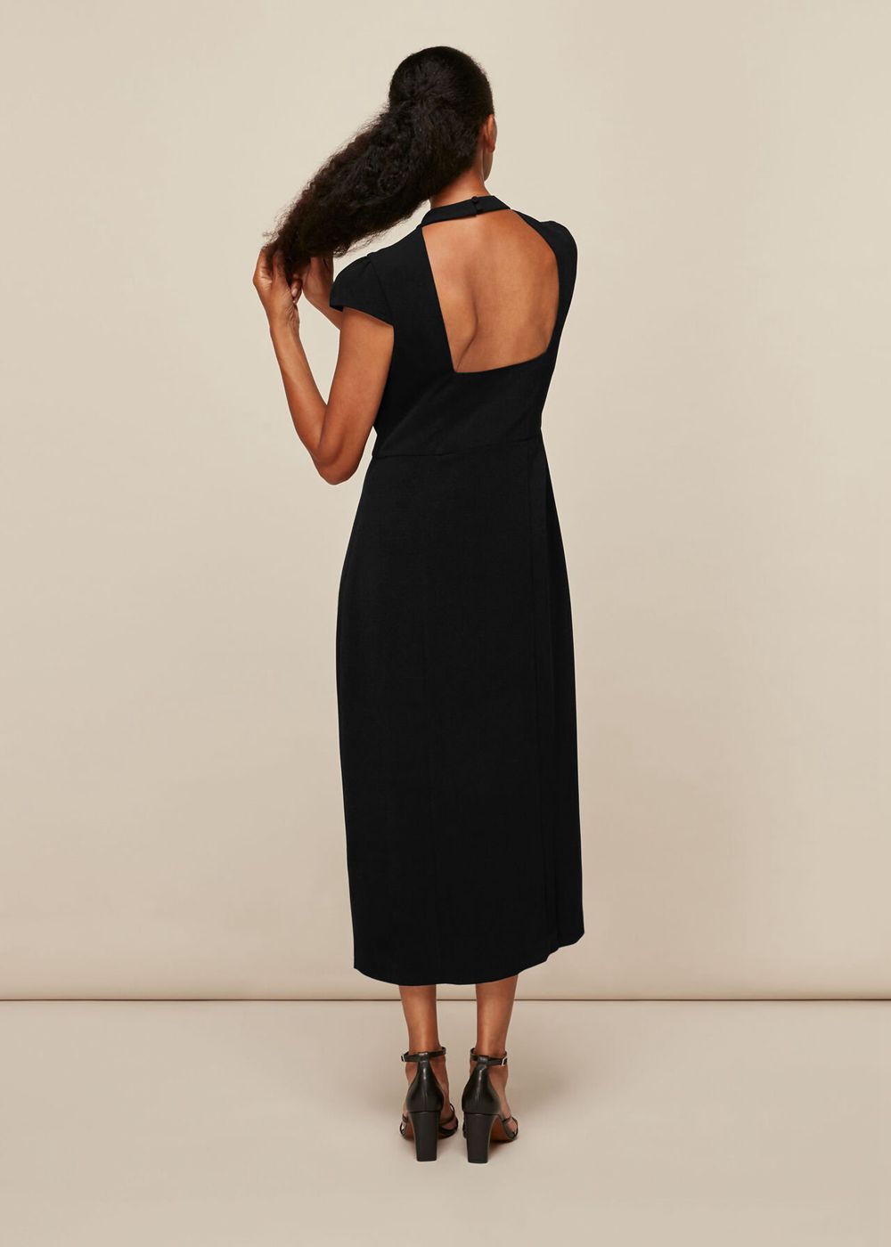 Whistles High Neck Textured Dress Black | US-57931ENYT