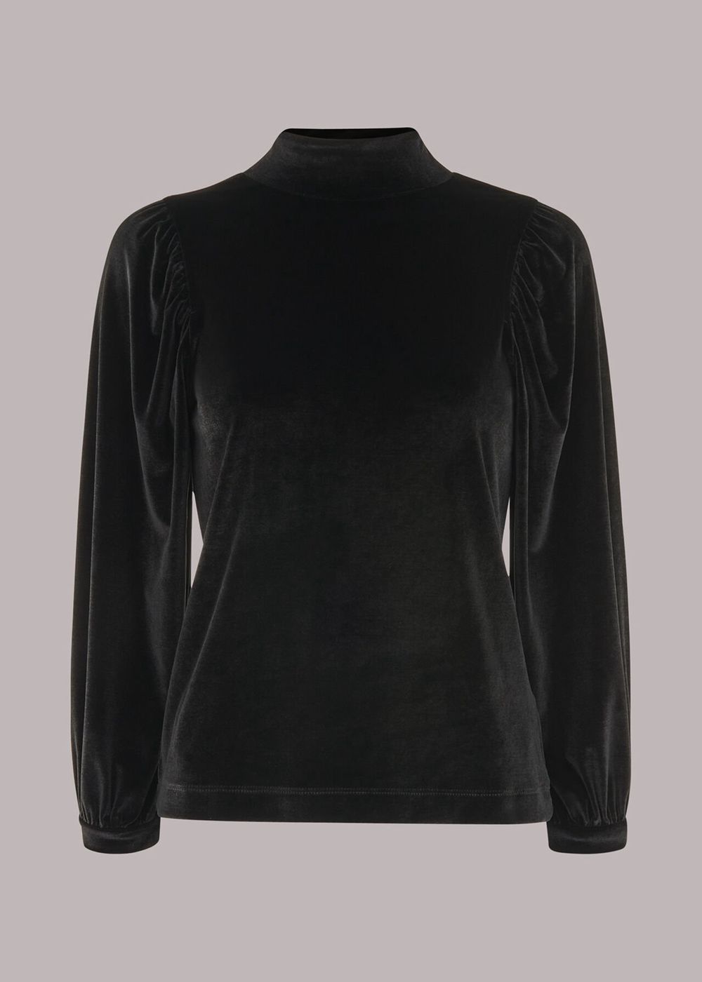 Whistles High Neck Velvet Top Black | US-13809XIYL