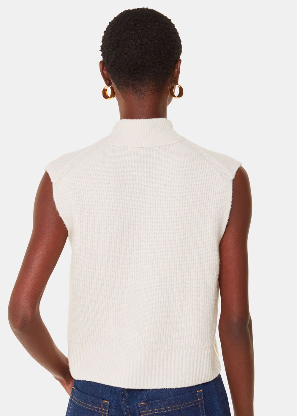 Whistles High V Neck Wool Mix Knitwear White | US-70258YAKH