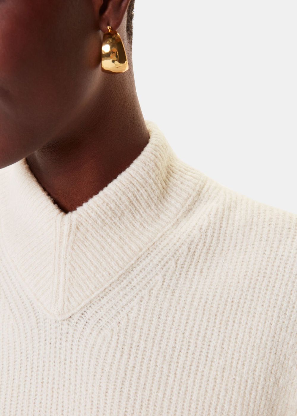 Whistles High V Neck Wool Mix Knitwear White | US-70258YAKH